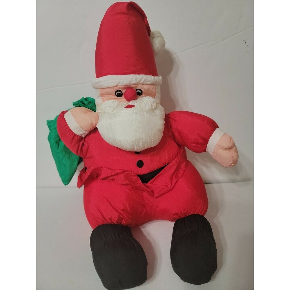 VTG International Silver Co Santa Claus Paracutes Nylon Plush 16" Stuffed